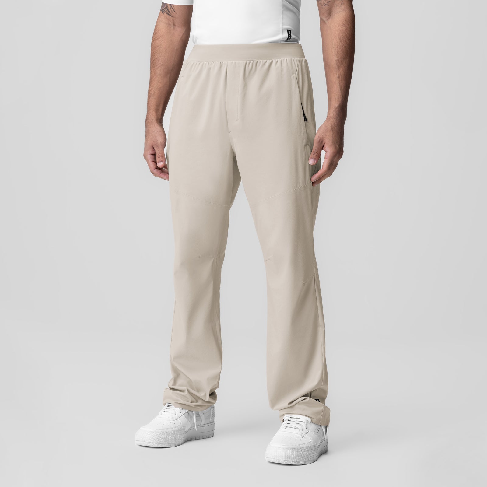 Aerotex Weather-Ready Bonded Pant in chai worn by model, front view