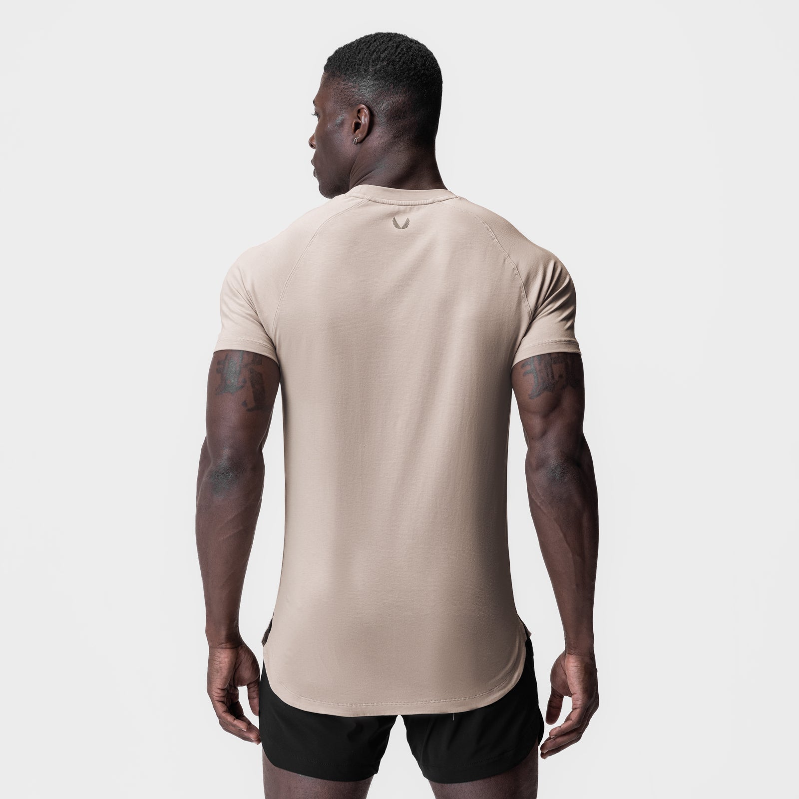 Supima® Established Tee in chai, back view on model