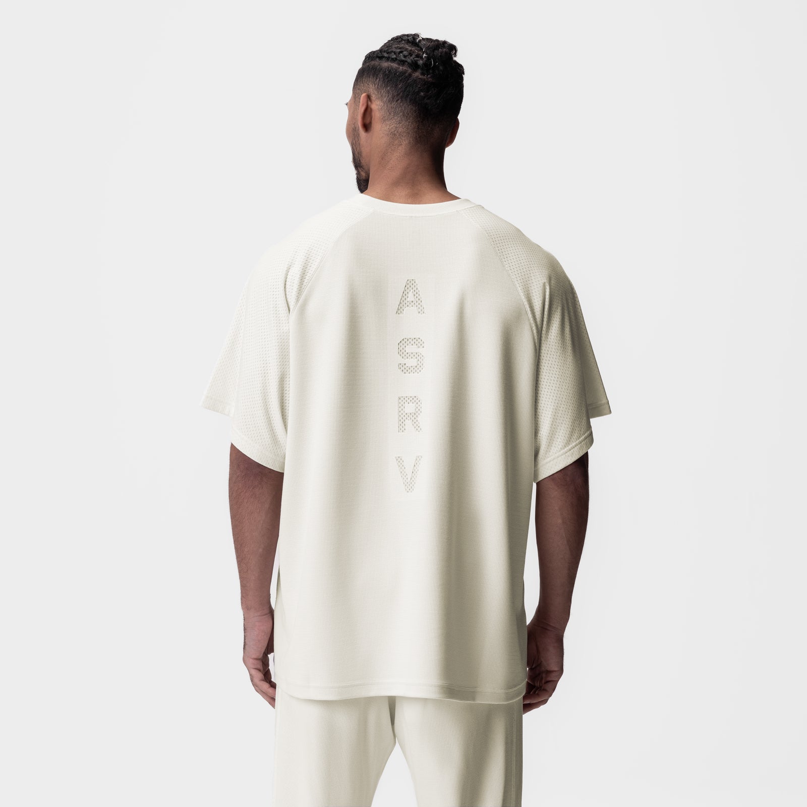【SATIIIZ】Repaz Printing Waffle T-shirt 0946. Waffle Knit Oversized Tee - Cream – ASRV