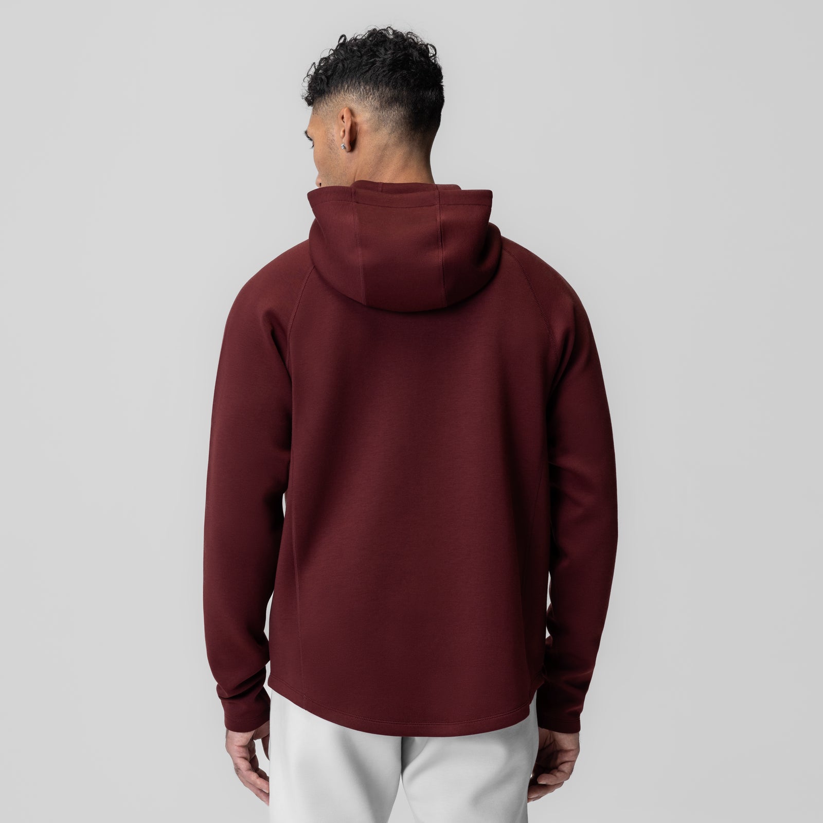 Dri-Core™ Zip Hoodie in Crimson, back view on model