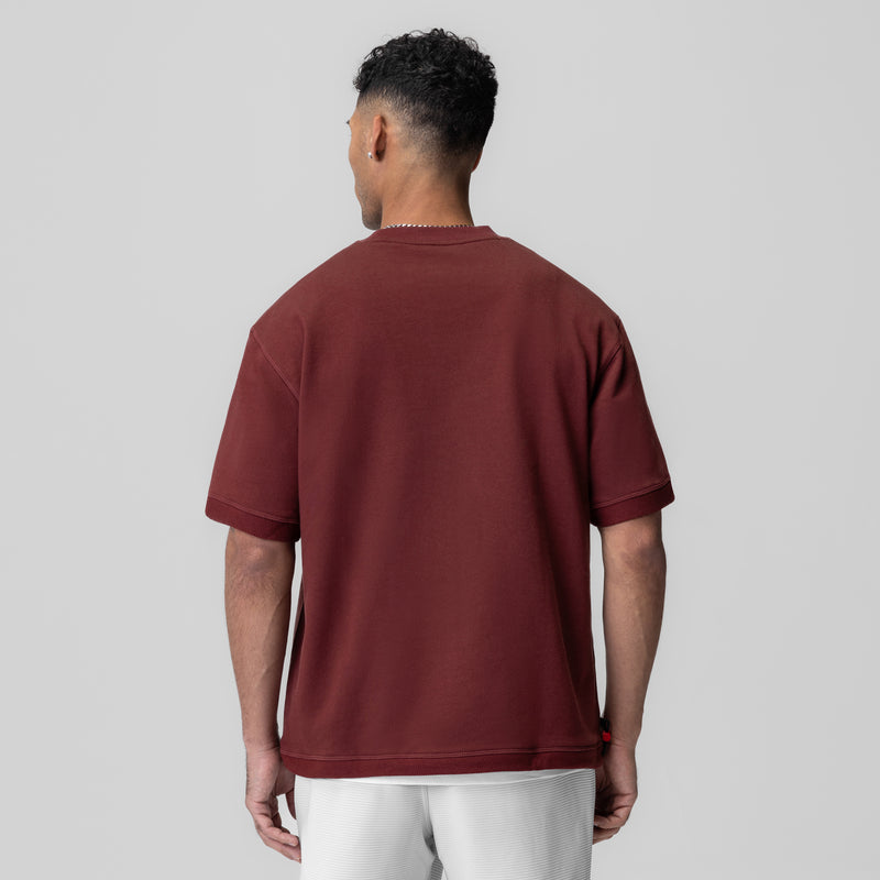 1026. Herringbone Terry Oversized Cinch Tee - Crimson