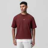 1026. Herringbone Terry Oversized Cinch Tee - Crimson