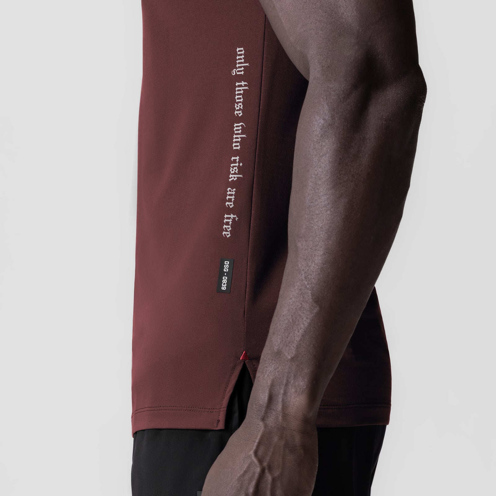 3D-Lite® 2.0 Lycra® Fitted Tee in crimson worn by model, side view