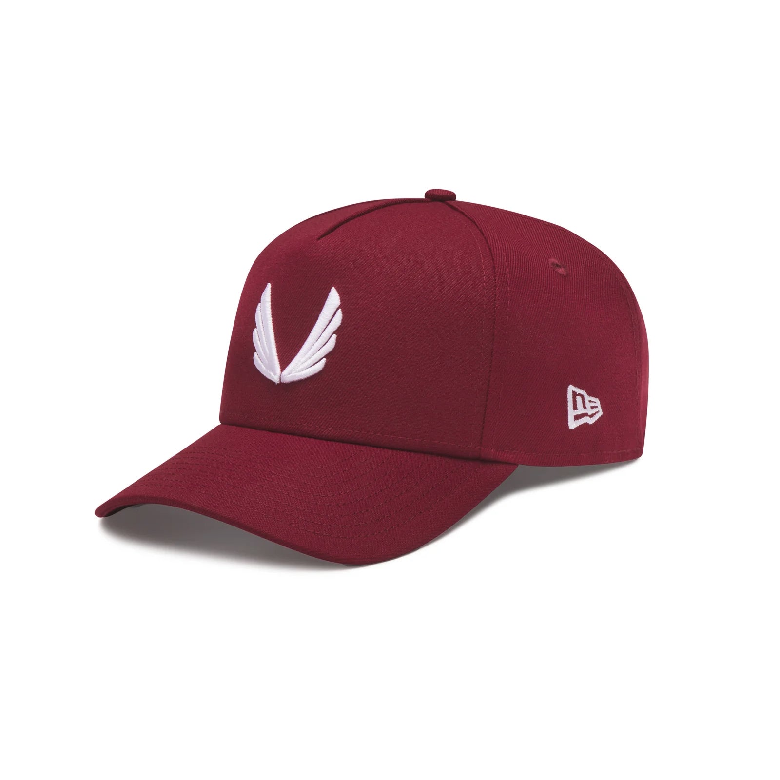 New Era 9Forty A-Frame Hat in crimson with white wing logo, front view