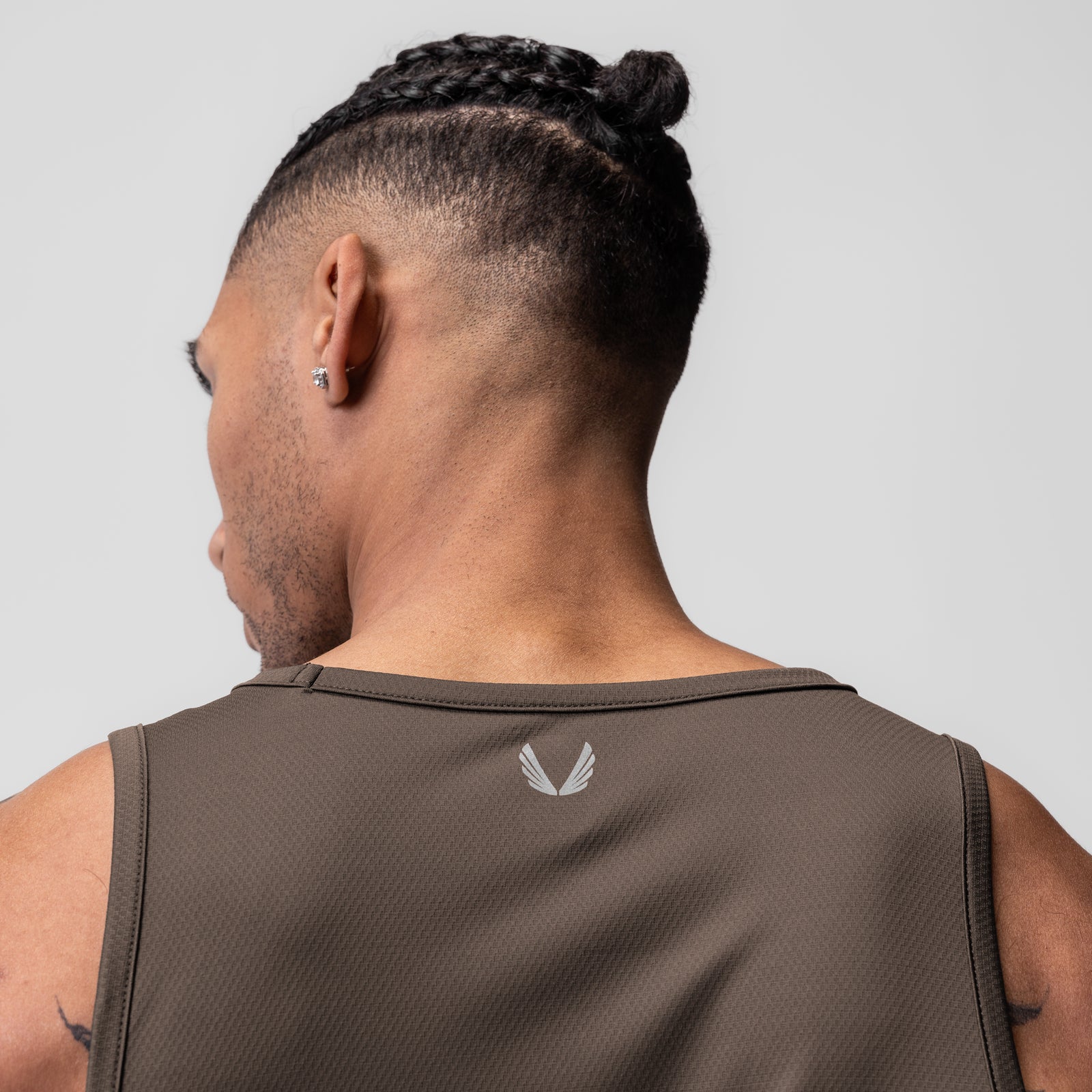 AeroSilver® Tank Top in Deep Taupe, rear view on model