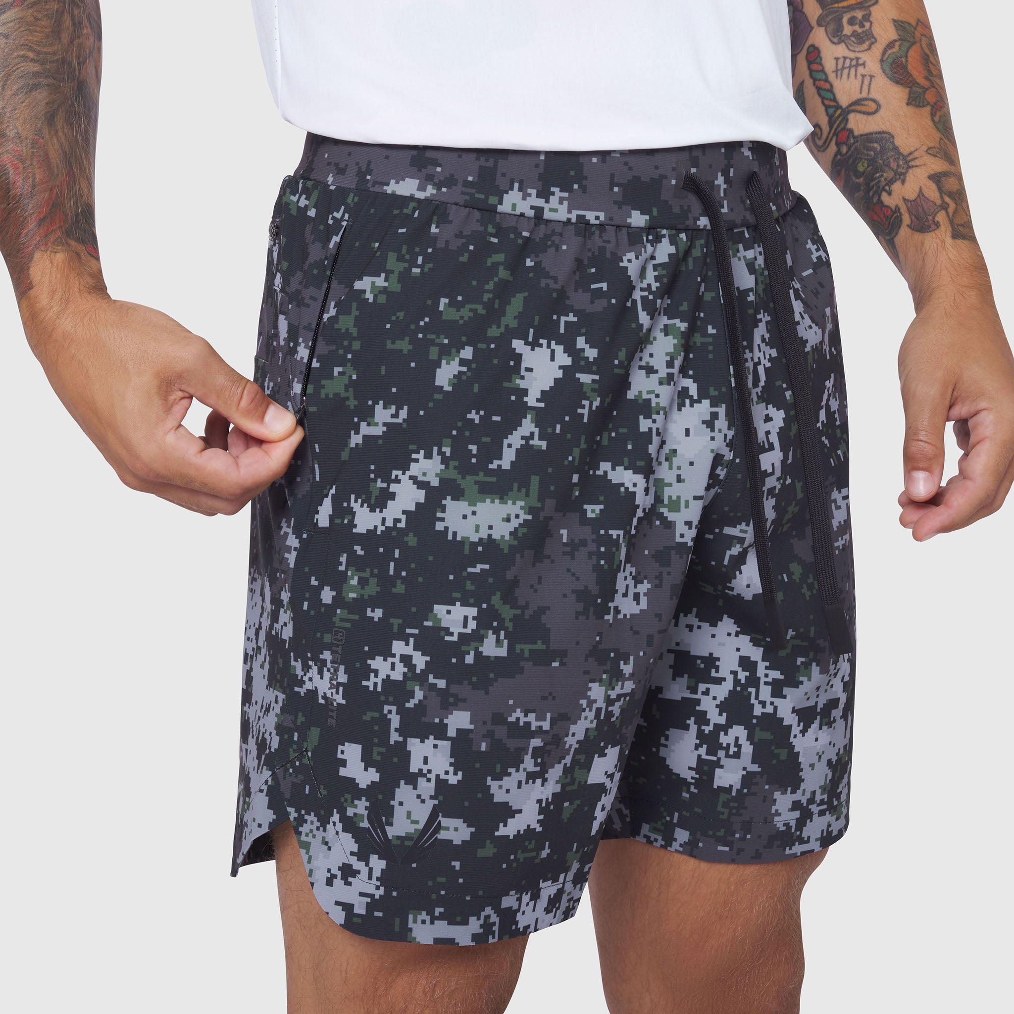 0823. Tetra-Lite® 7" Linerless Short - Pixel Camo "Wings"