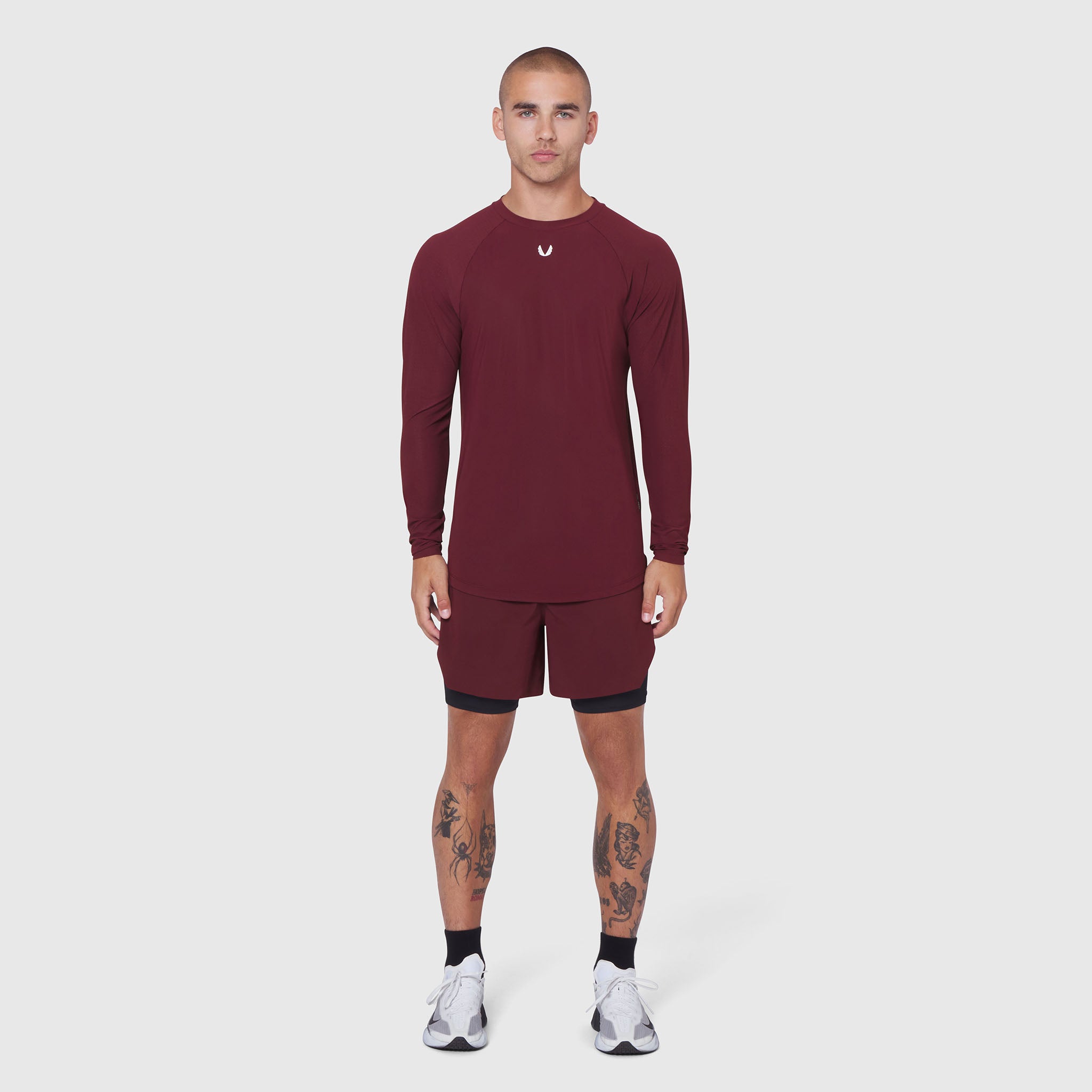 Laser-Vent™ Established Long Sleeve in crimson on male model, full front view