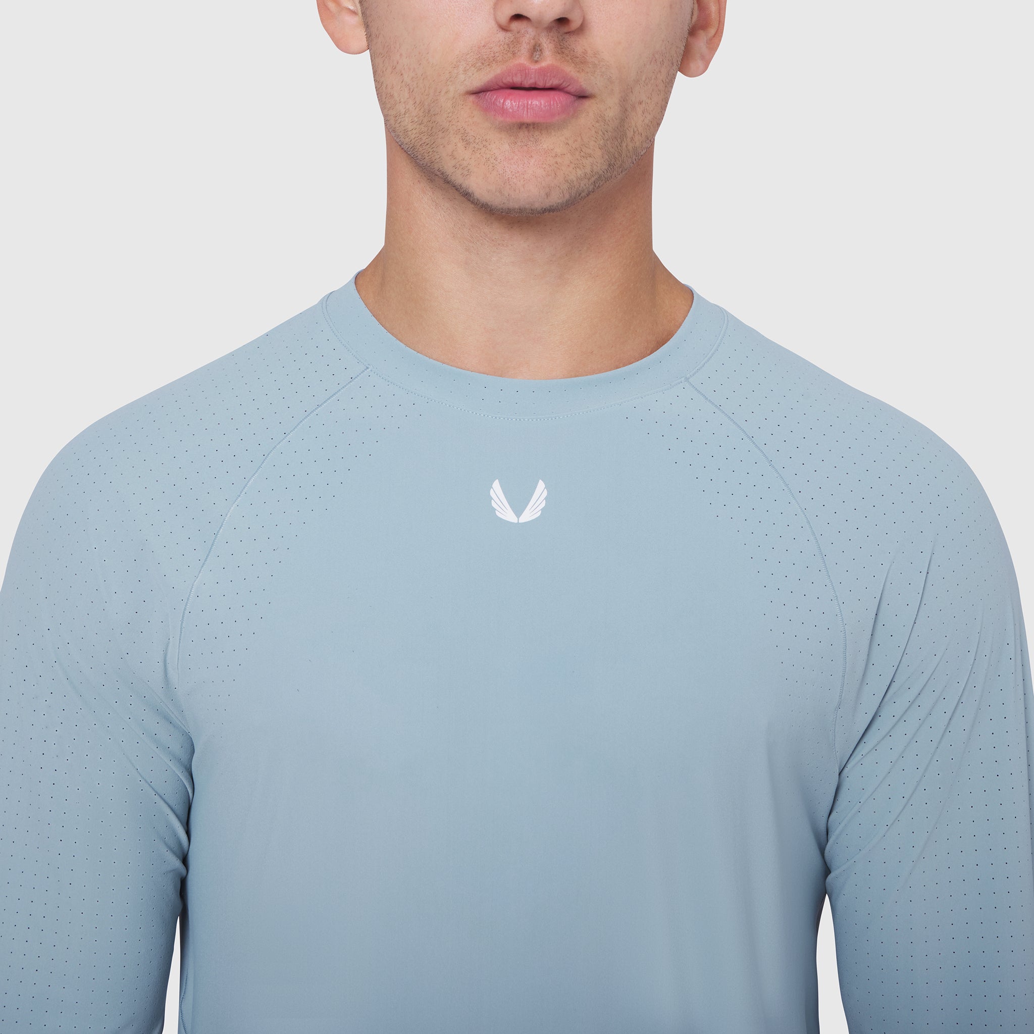 Laser-Vent™ Established Long Sleeve in light sky, worn by model, front view