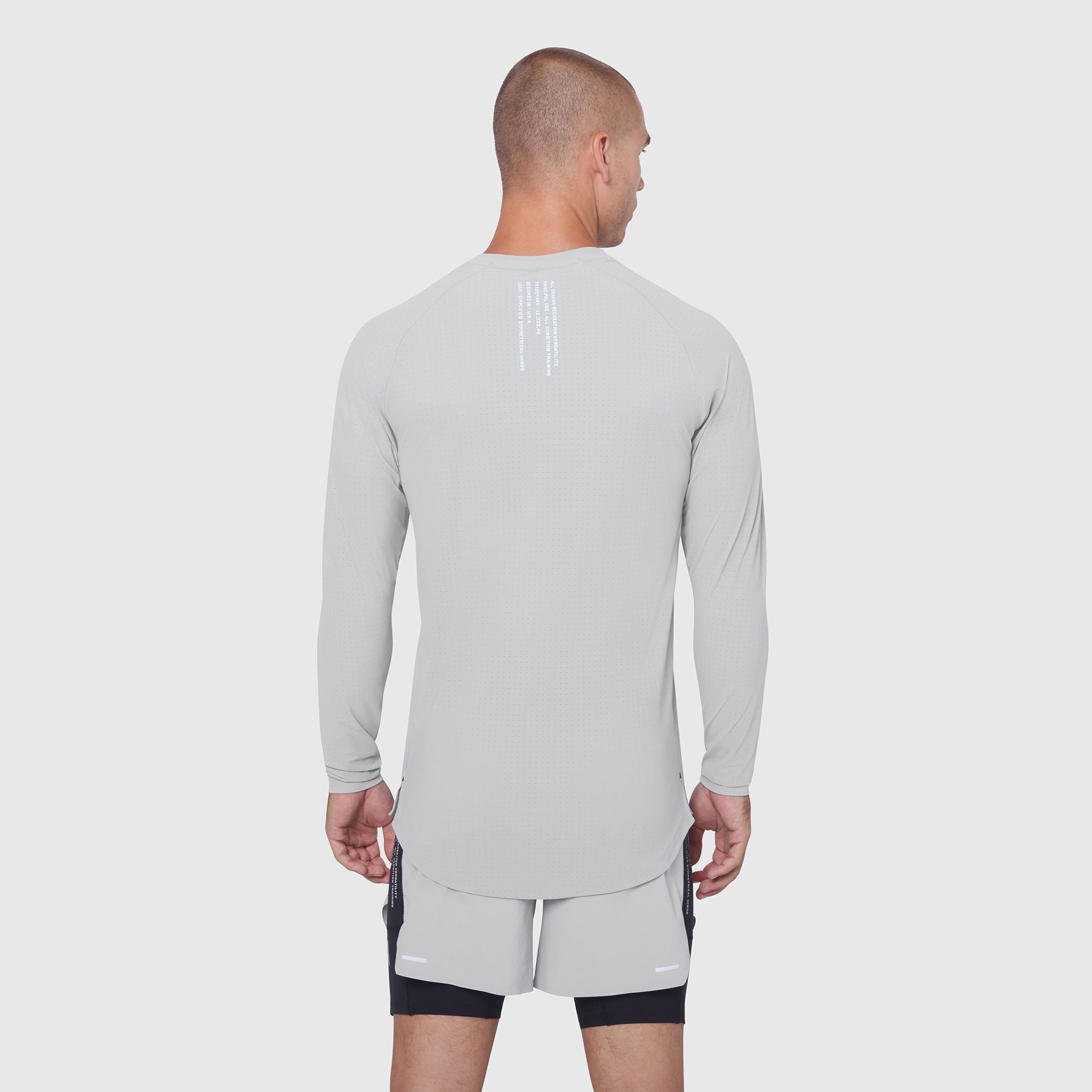 Laser-Vent Established Long Sleeve in Slate Grey, back view on model