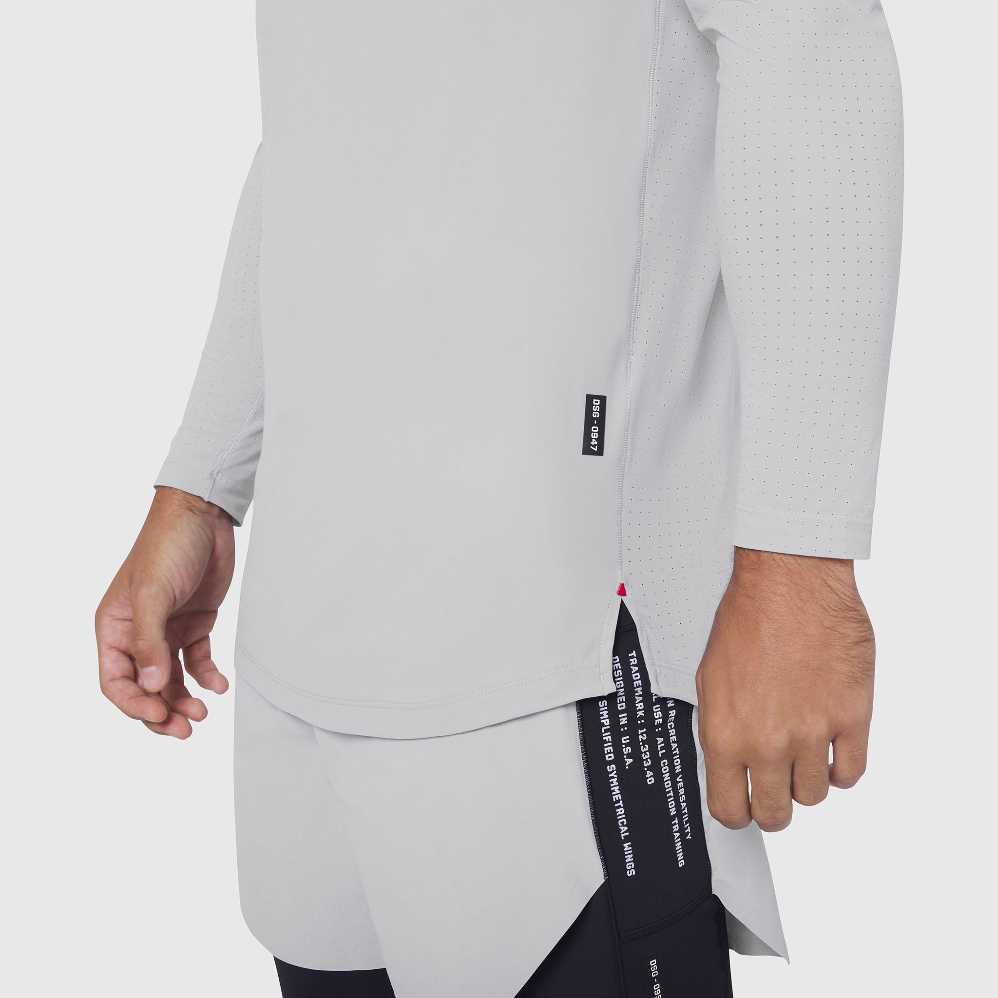 Laser-Vent™ Established Long Sleeve in slate grey worn by male model, side view