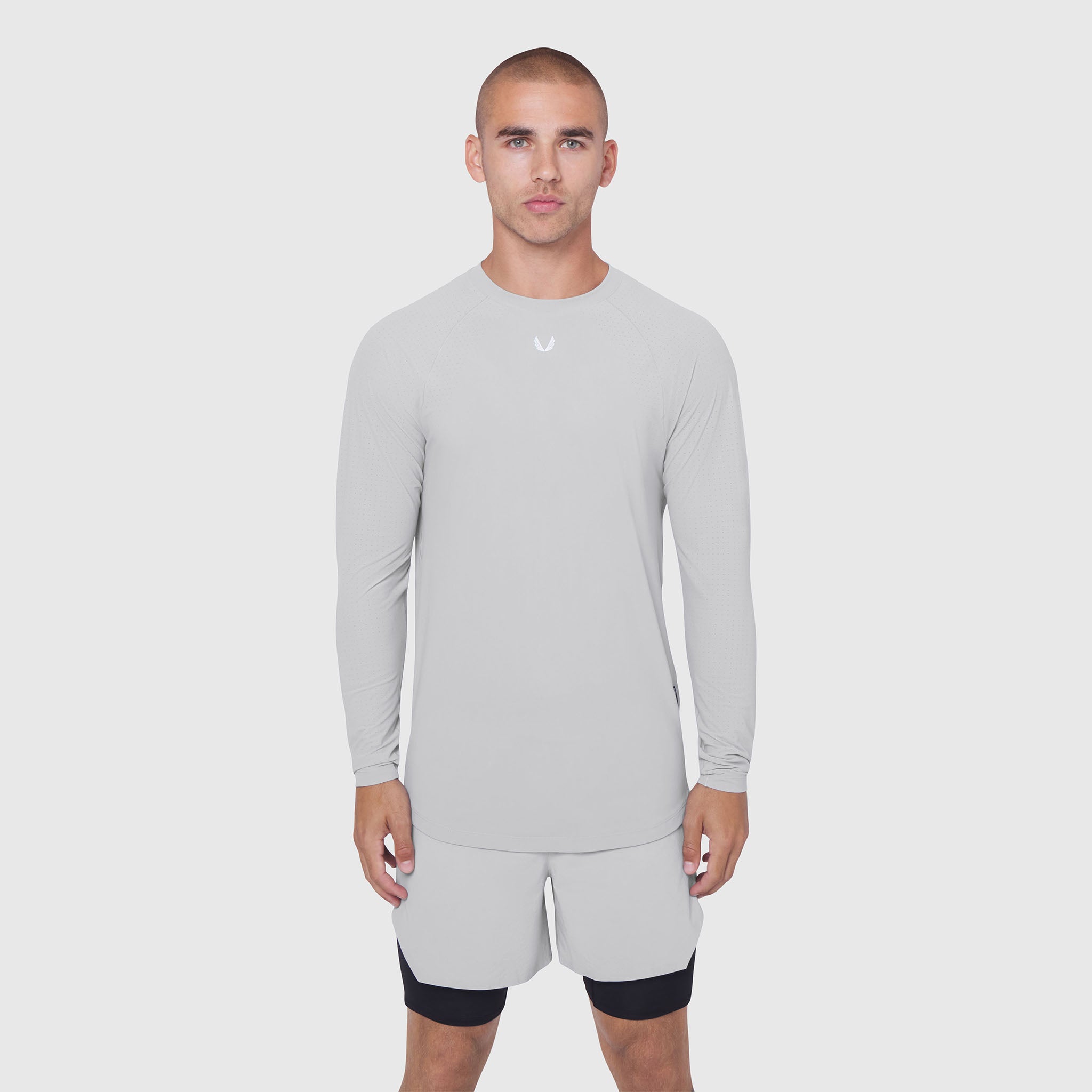 Laser-Vent Established Long Sleeve in Slate Grey worn by male model, front view