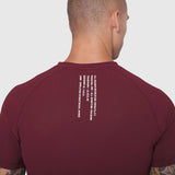 Laser-Vent Established Tee in crimson worn by male model, back view