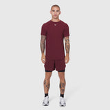 Laser-Vent Established Tee in crimson worn by male model, front view