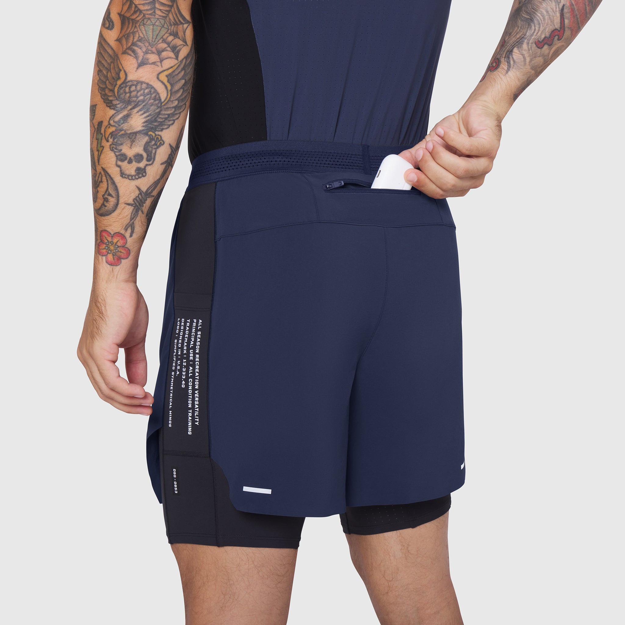0953. Aerotex™ Hybrid Liner Short - Navy/Black