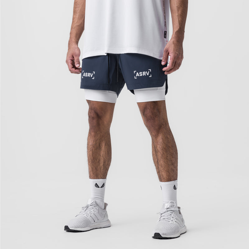 0865. Tetra-Lite® 5" Liner Short - Navy "Bracket"/White