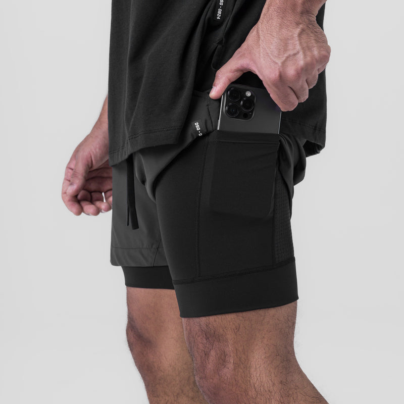 0865. Tetra-Lite™ 5" Liner Short - Raven "Wings"/Black