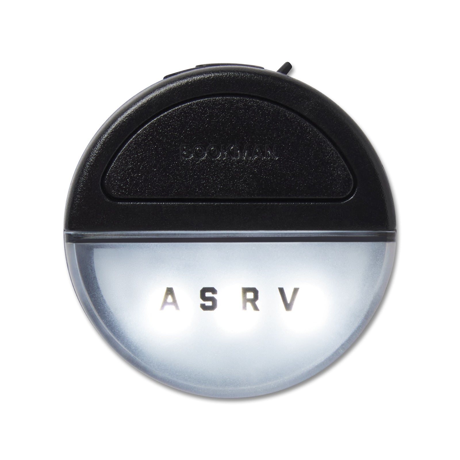 of ASRV x Bookman Eclipse bicycle light in black, top view