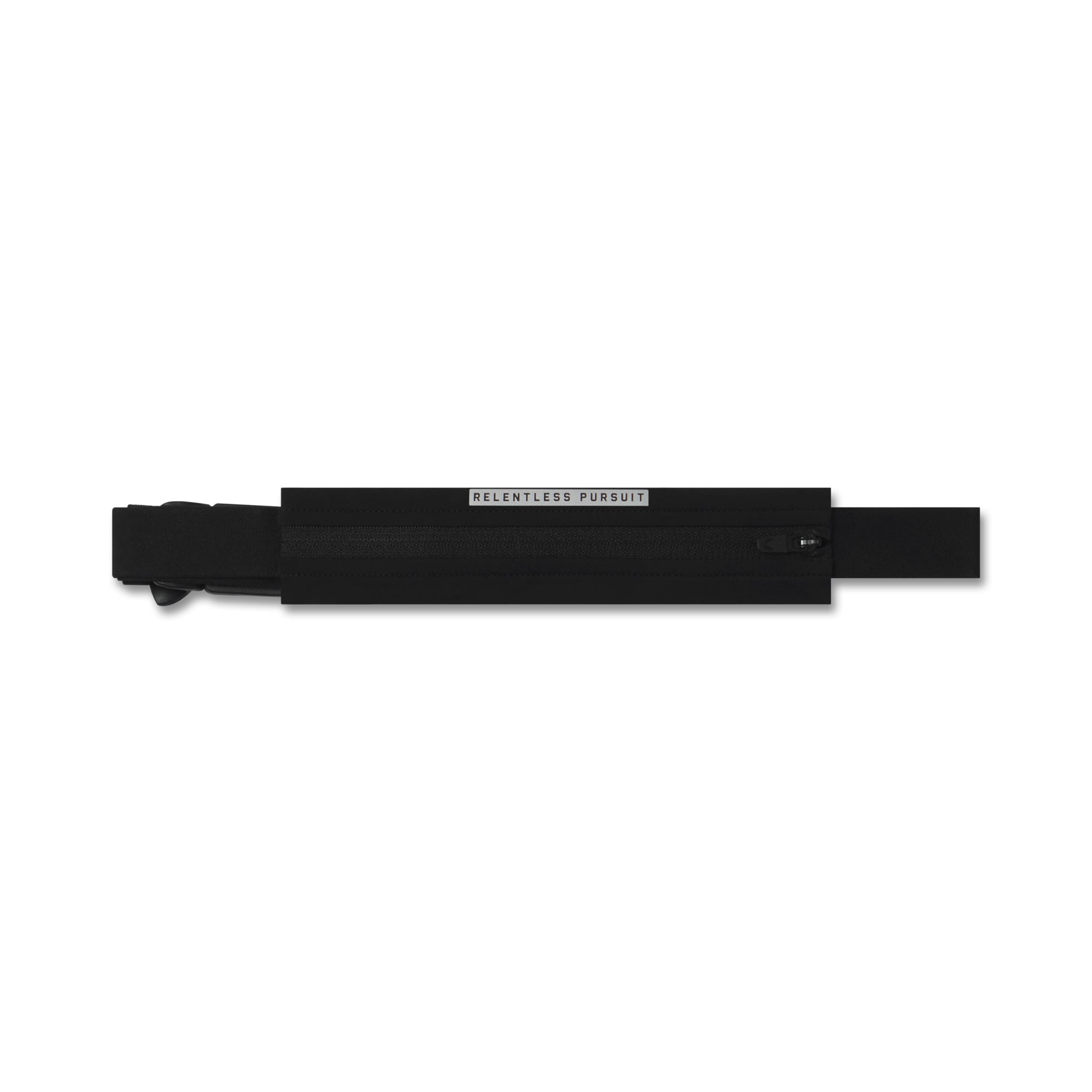 Flatlay of Expandable Belt Pack in black, top view on white background
