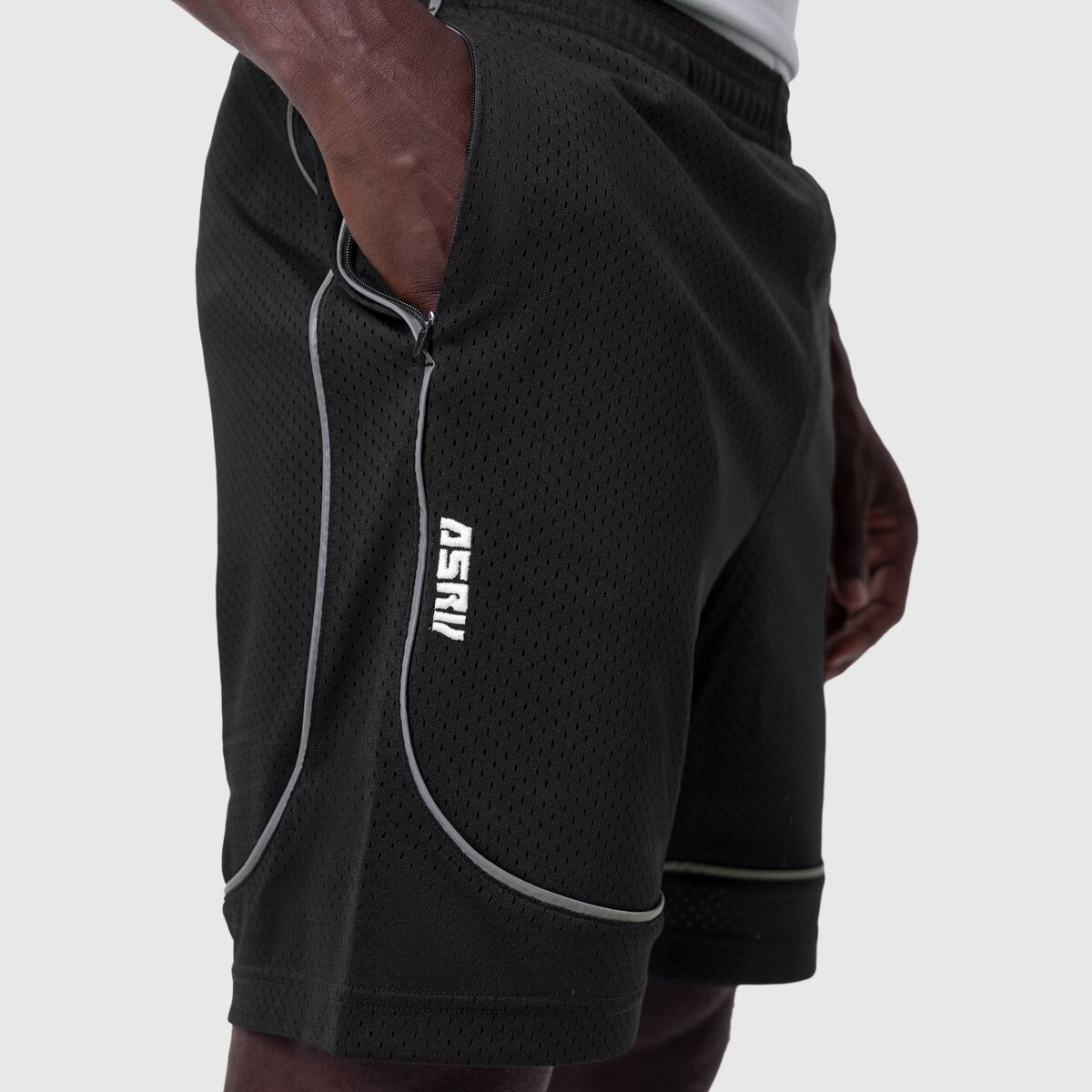 Ion-Mesh™ Modal Liner Short in black worn by model, side view