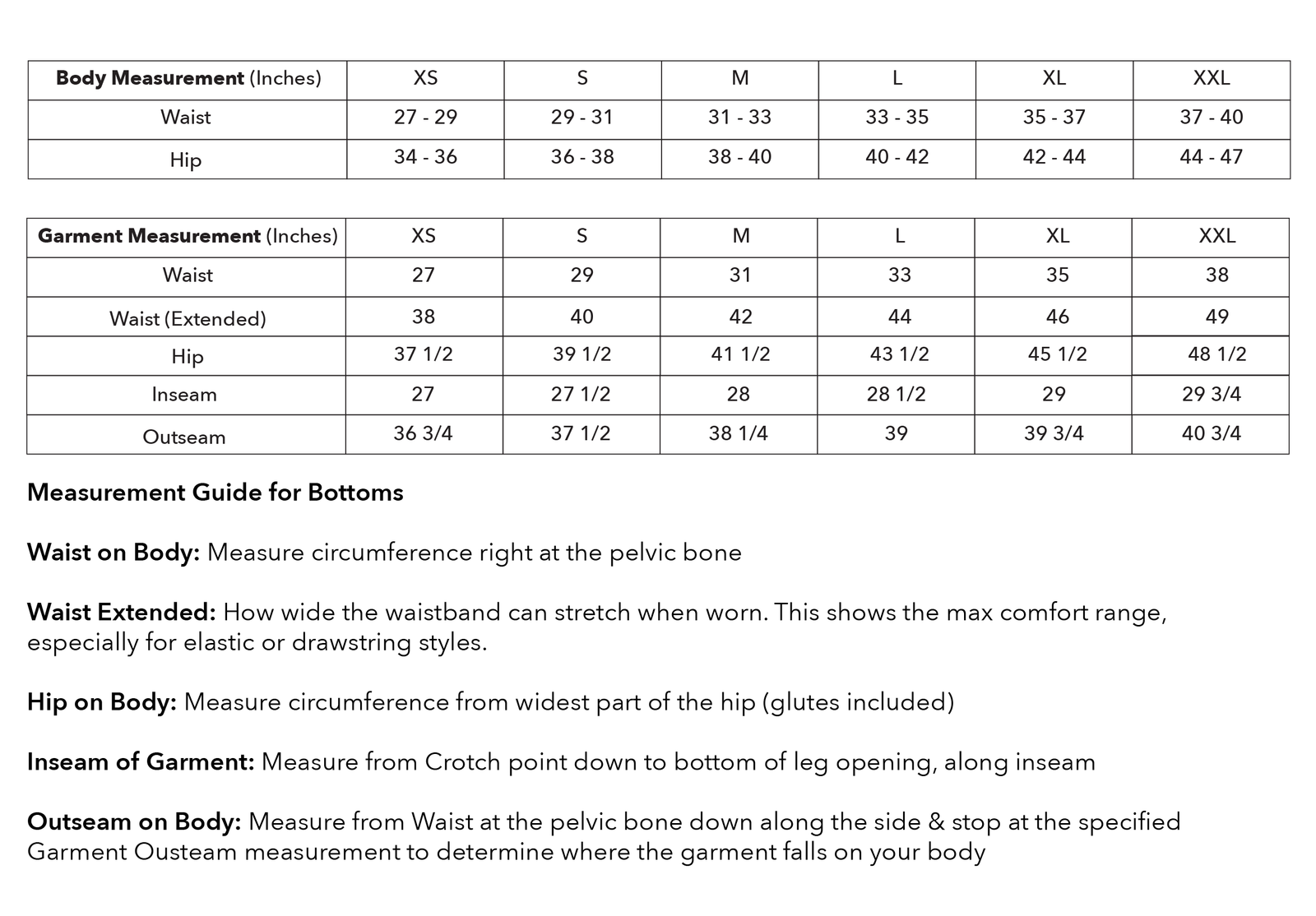 Size guide