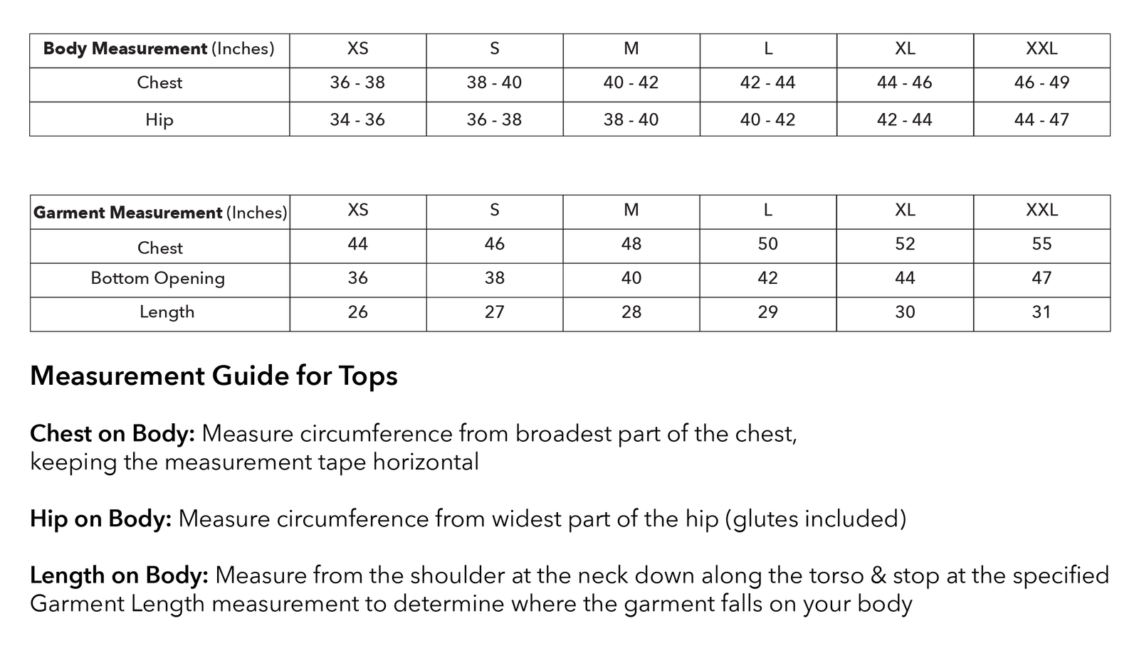 Size guide
