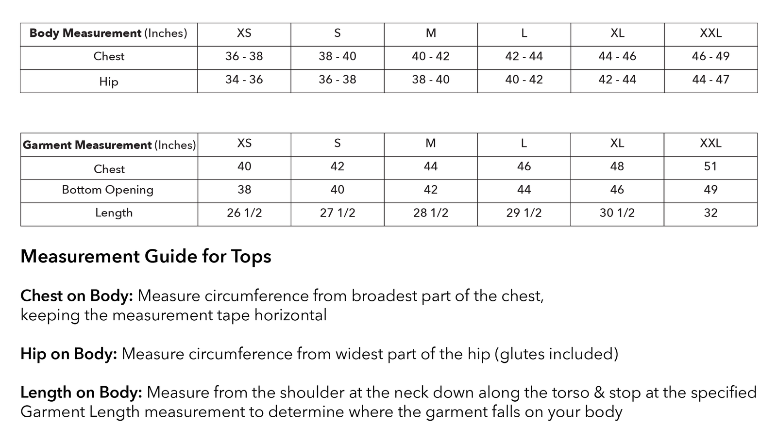 Size guide