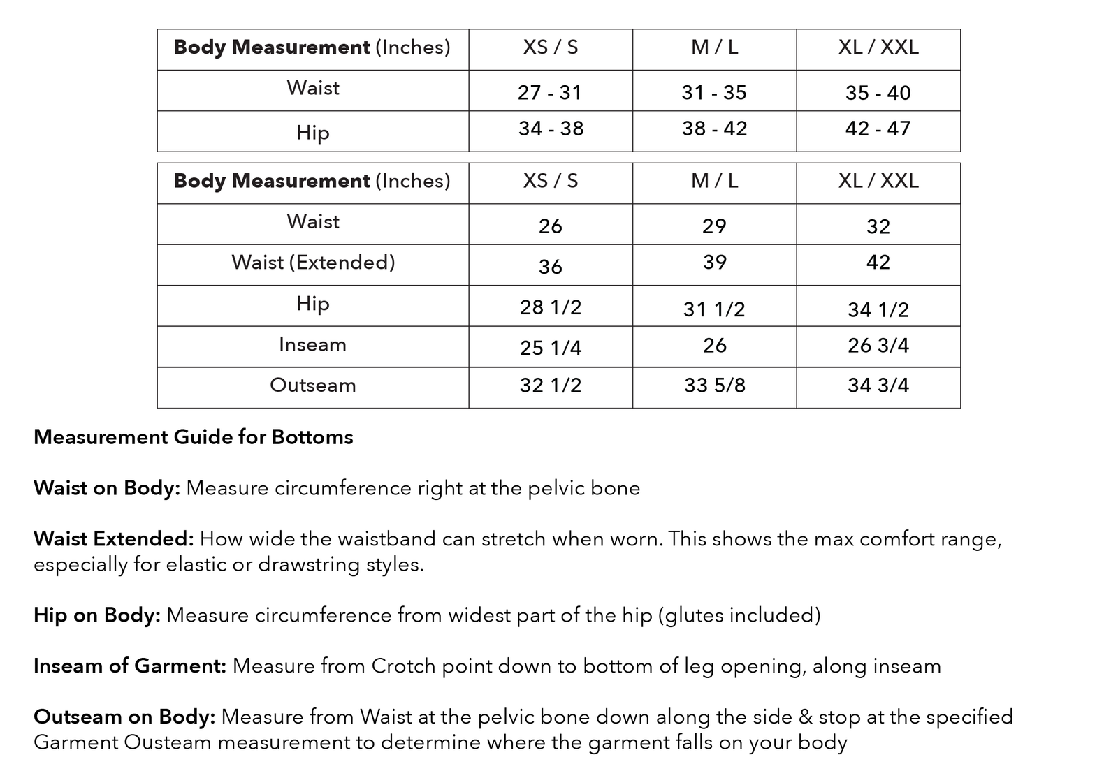 Size guide