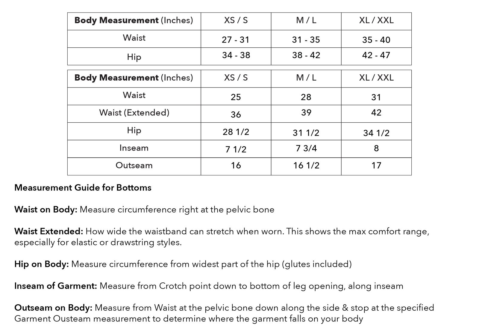 Size guide