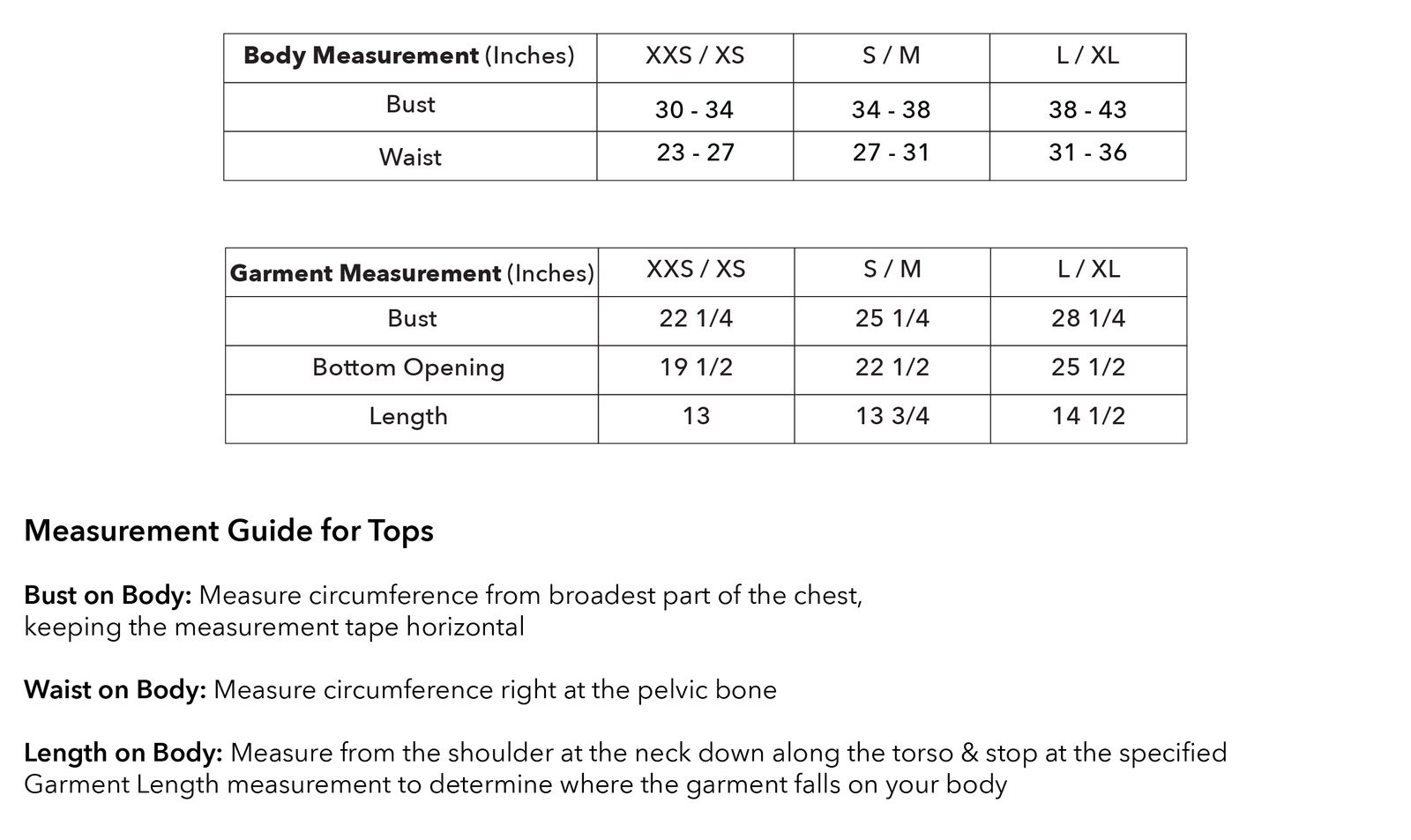 Size guide