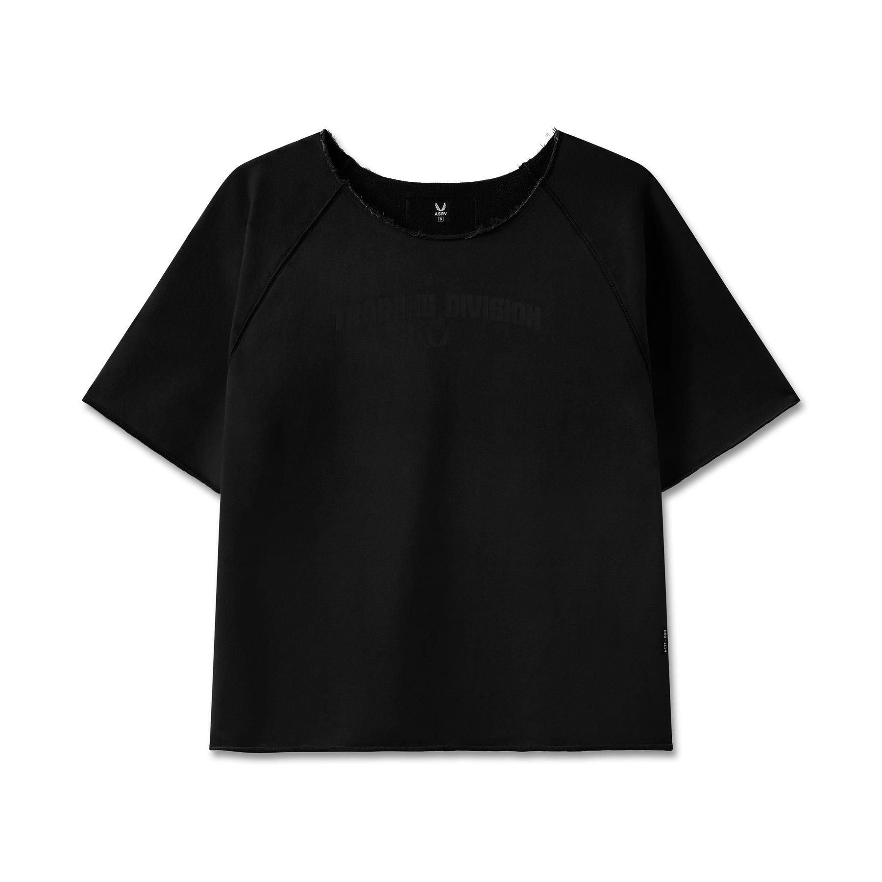 flatlay Vintage Raw Hem Pump Cover in black, front view