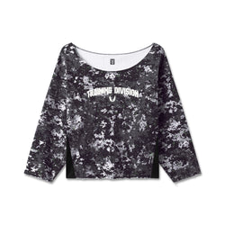 W049. Raw Hem Oversized Crewneck - Pixel Camo