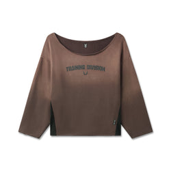 W049. Raw Hem Oversized Crewneck - Dark Earth Sun Fade