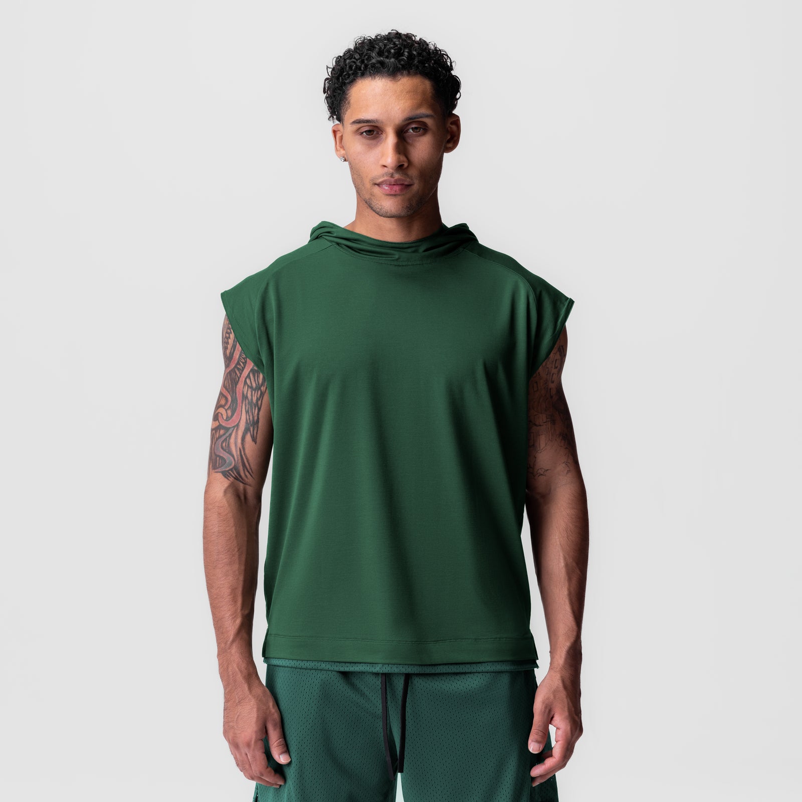 0983. Reversible 2-in-1 Cutoff Hoodie - Forest Green