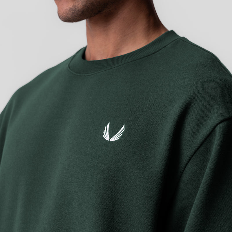 0984. Herringbone Terry Crewneck - Forest Green