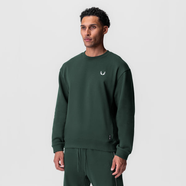 0984. Herringbone Terry Crewneck - Forest Green