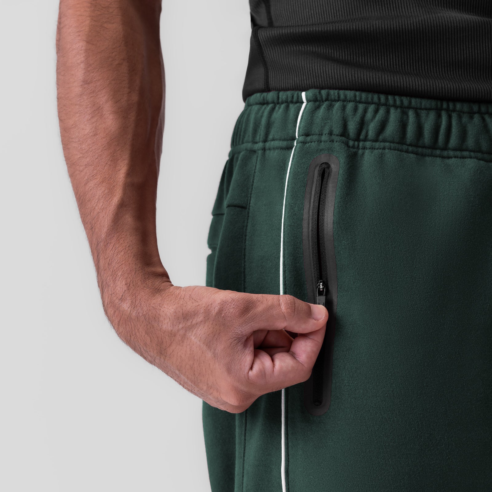 0998. Herringbone Terry Snap Button Sweats - Forest Green – ASRV