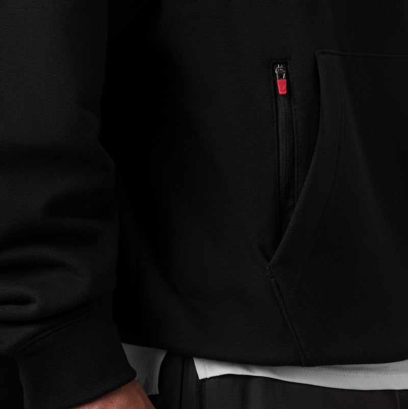 0874. Tech-Terry™ Zip Pocket Hoodie  -  Black "TD"