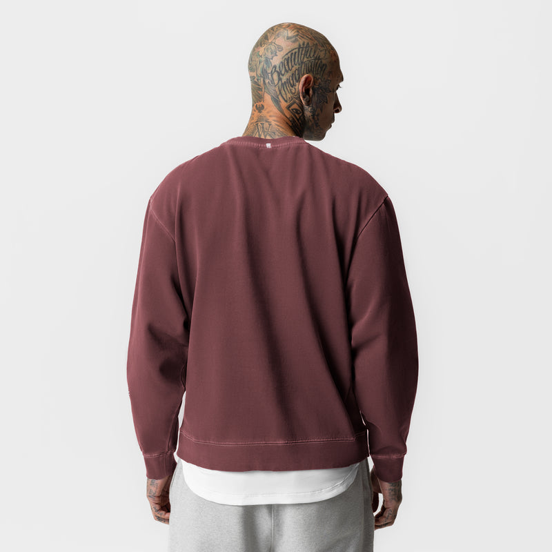 0861. Tech Essential™ Distressed Crewneck - Faded Crimson