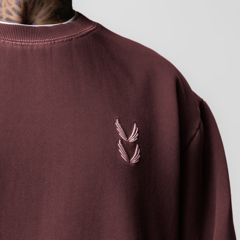 0861. Tech Essential™ Distressed Crewneck - Faded Crimson