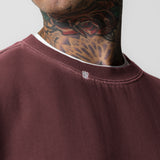 0861. Tech Essential™ Distressed Crewneck - Faded Crimson