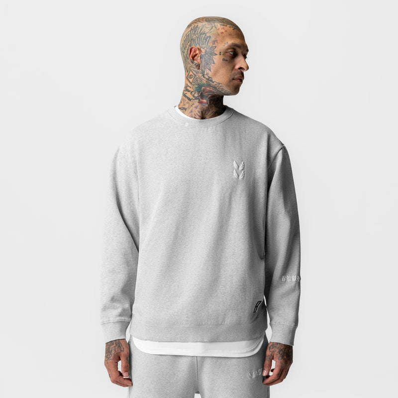 0861. Tech Essential™ Distressed Crewneck - Heather Grey