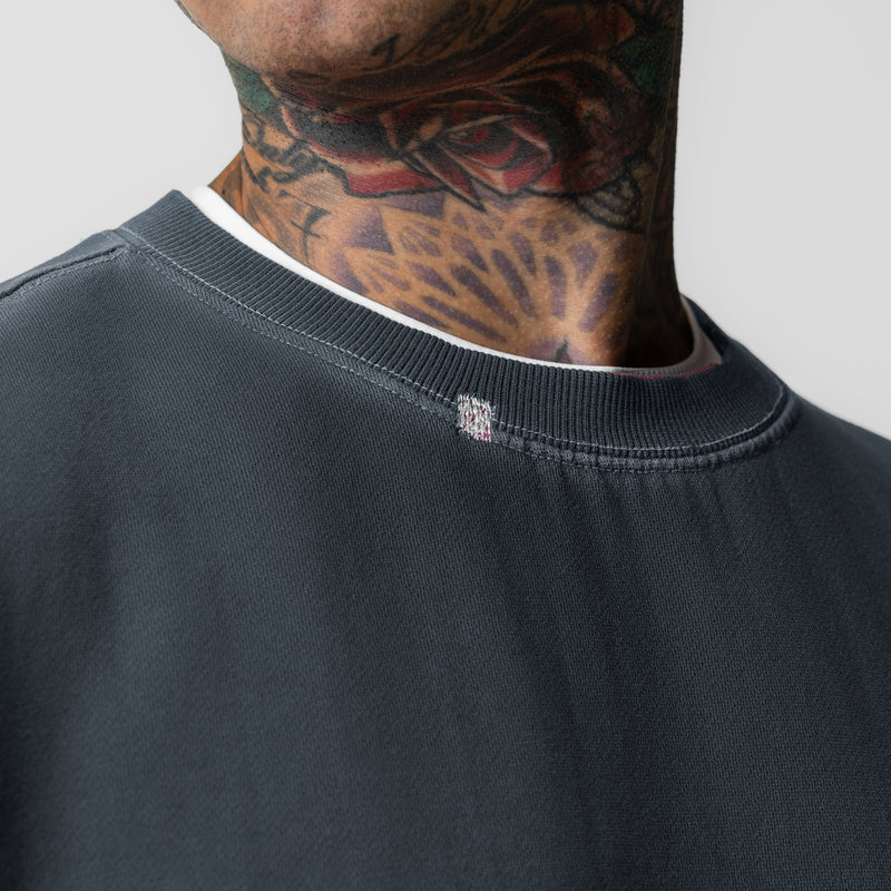 0861. Tech Essential™ Distressed Crewneck - Faded Navy