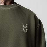 0861. Tech Essential™ Distressed Crewneck - Faded Olive