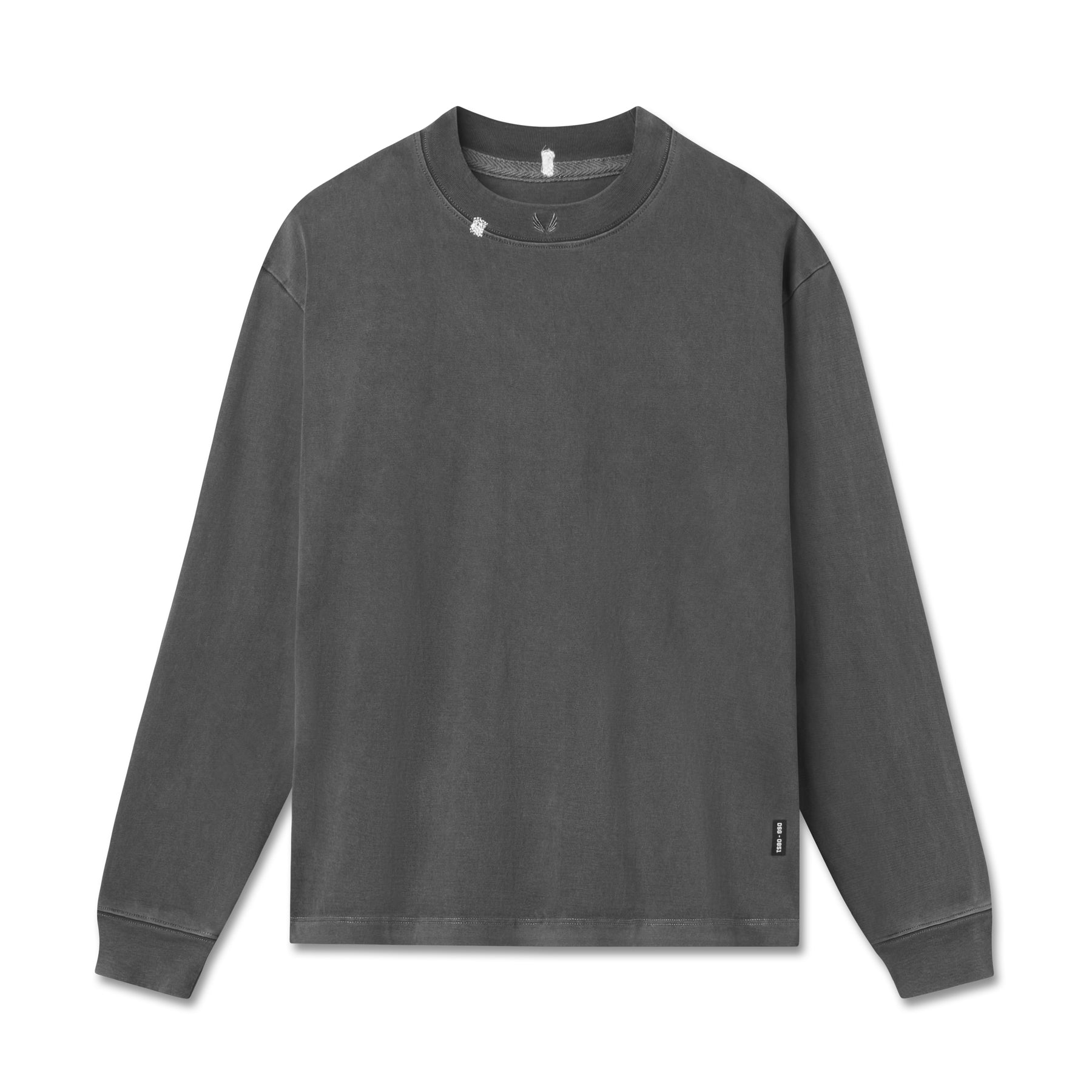 flatlay Tech Essential Relaxed Long Sleeve in faded grey, front view
