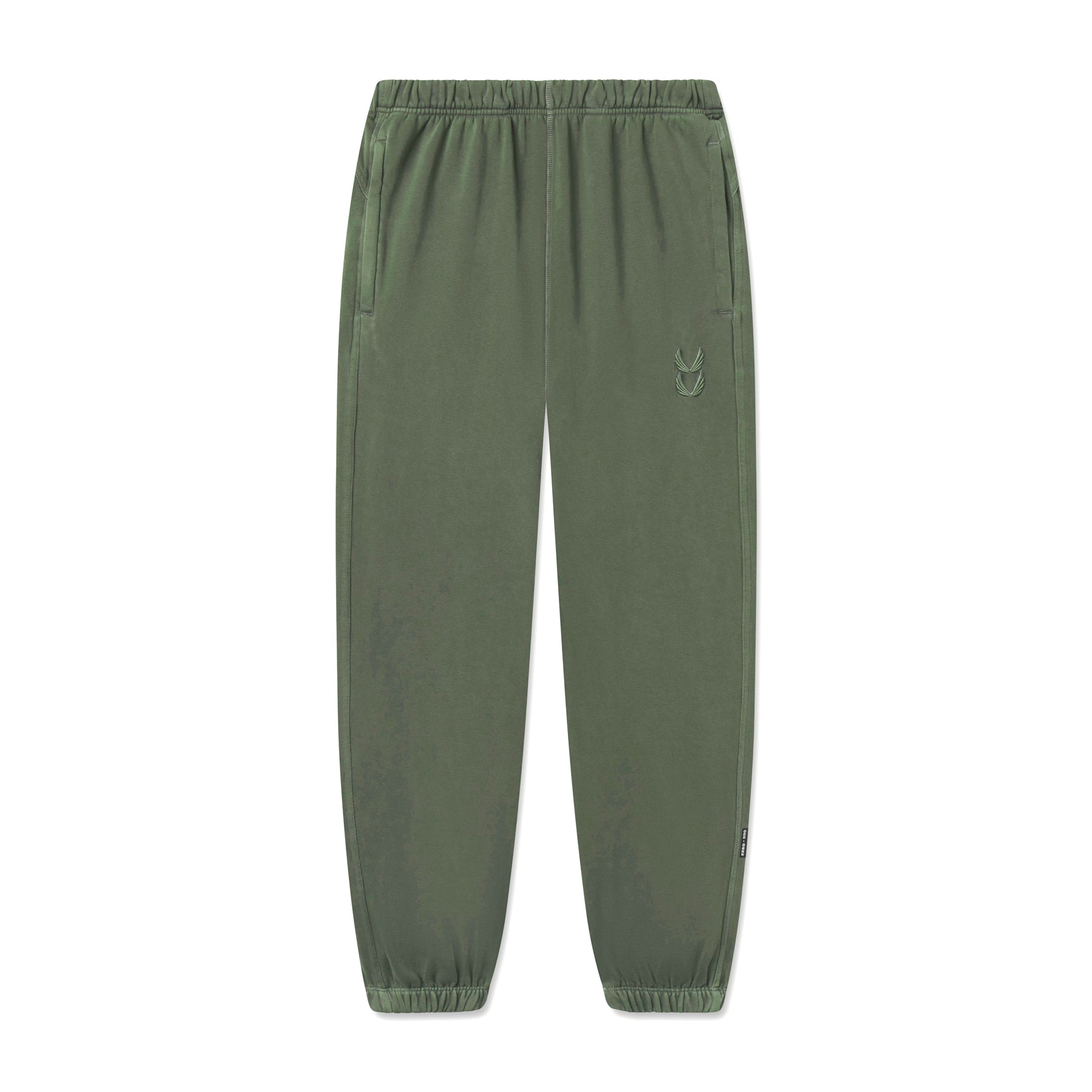 flatlay Tech Essential Sweats joggers in faded olive, front view