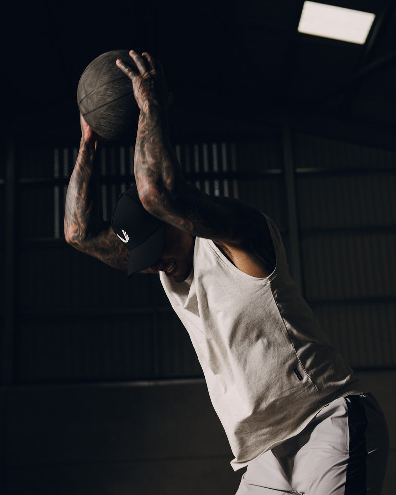 1060. Creora® Cotton Modal Cutoff Tank - Heather Grey