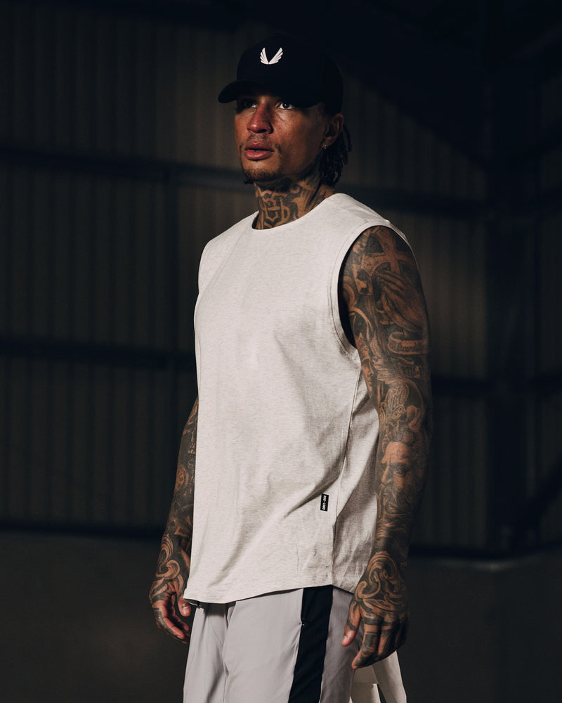 1060. Creora® Cotton Modal Cutoff Tank - Heather Grey
