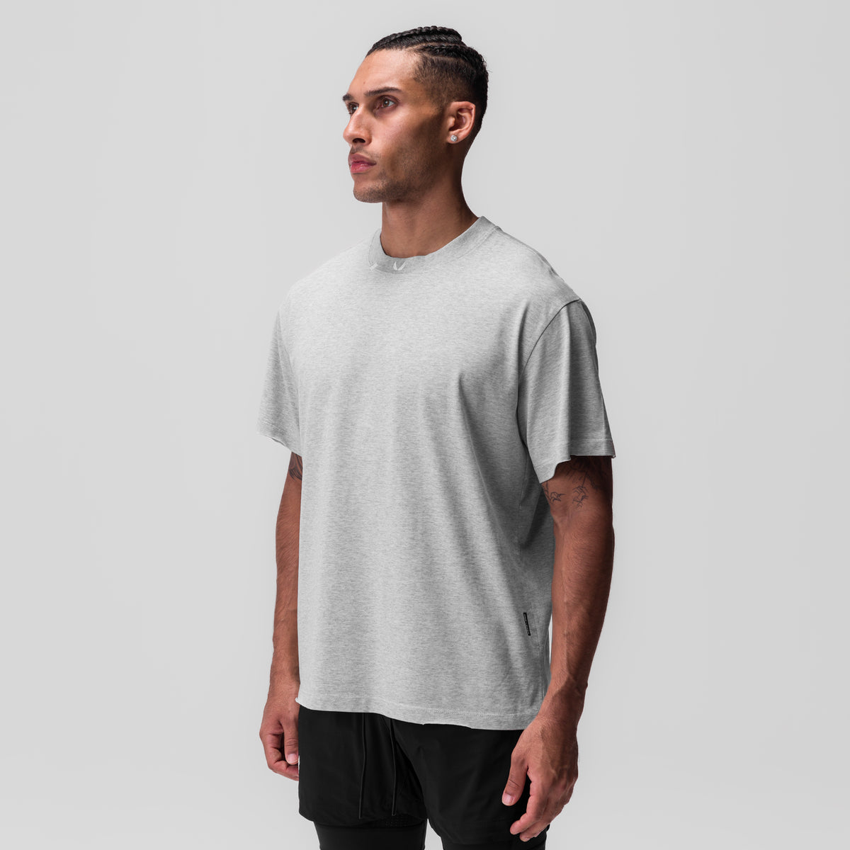 Tech Essential Relaxed Tee - Heather Grey Front