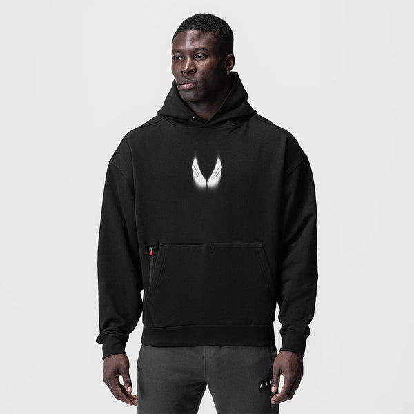 0874. Tech-Terry™ Zip Pocket Hoodie - Black "Motion Blur"