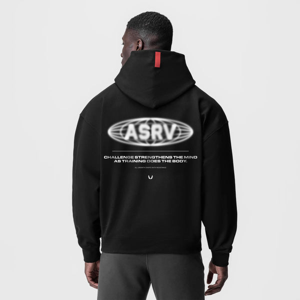 0874. Tech-Terry™ Zip Pocket Hoodie - Black "Global Reach"